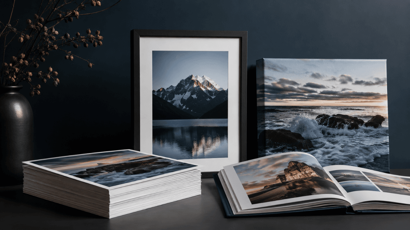 Productos fotográficos de laboratorio — álbumes, cuadros e impresiones